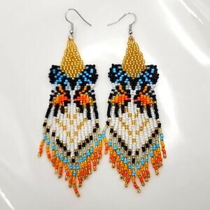 Butterfly Boho Beaded Fringe Dangle Earrings